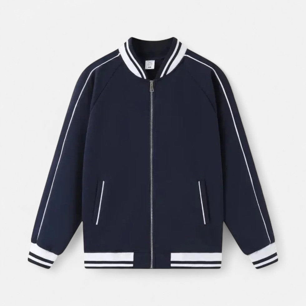 Herren Old Money Baseballjacke Loose Fit Baumwollmischung Bomber