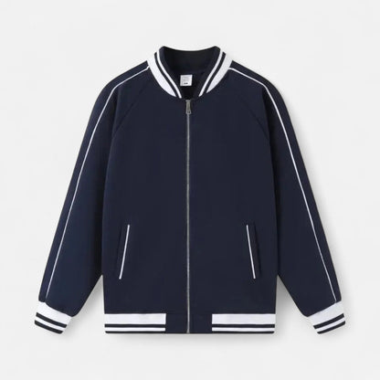 Herren Old Money Baseballjacke Loose Fit Baumwollmischung Bomber