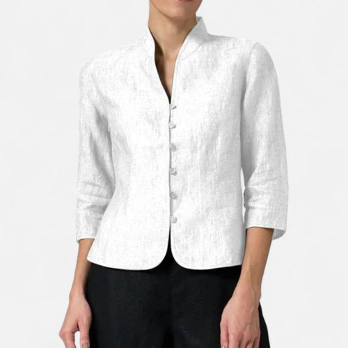 Lockere Leinenbluse mit Rundhalsausschnitt für Damen