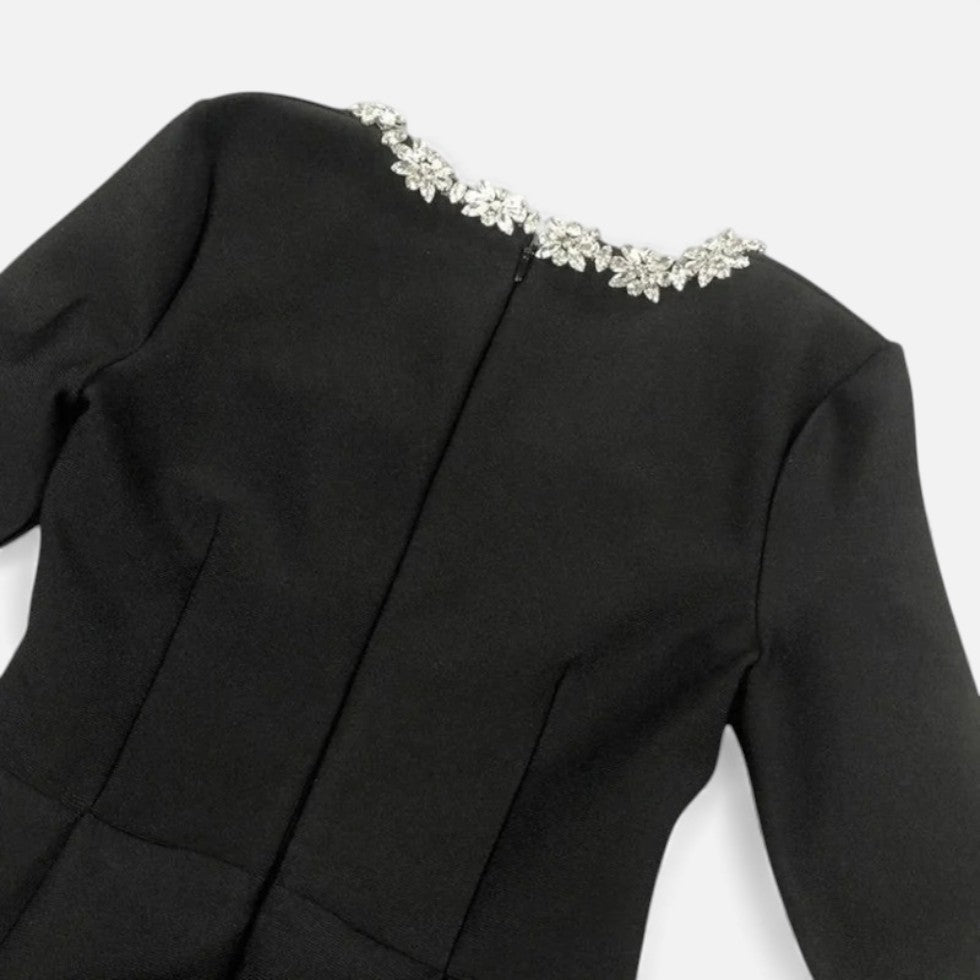 Samt Minikleid mit Ziersteinbesatz