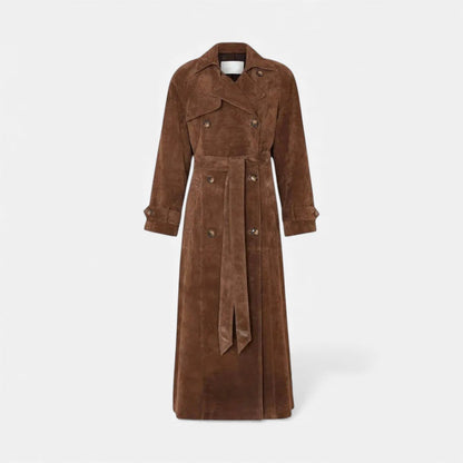 Langer Trenchcoat aus Wildlederoptik