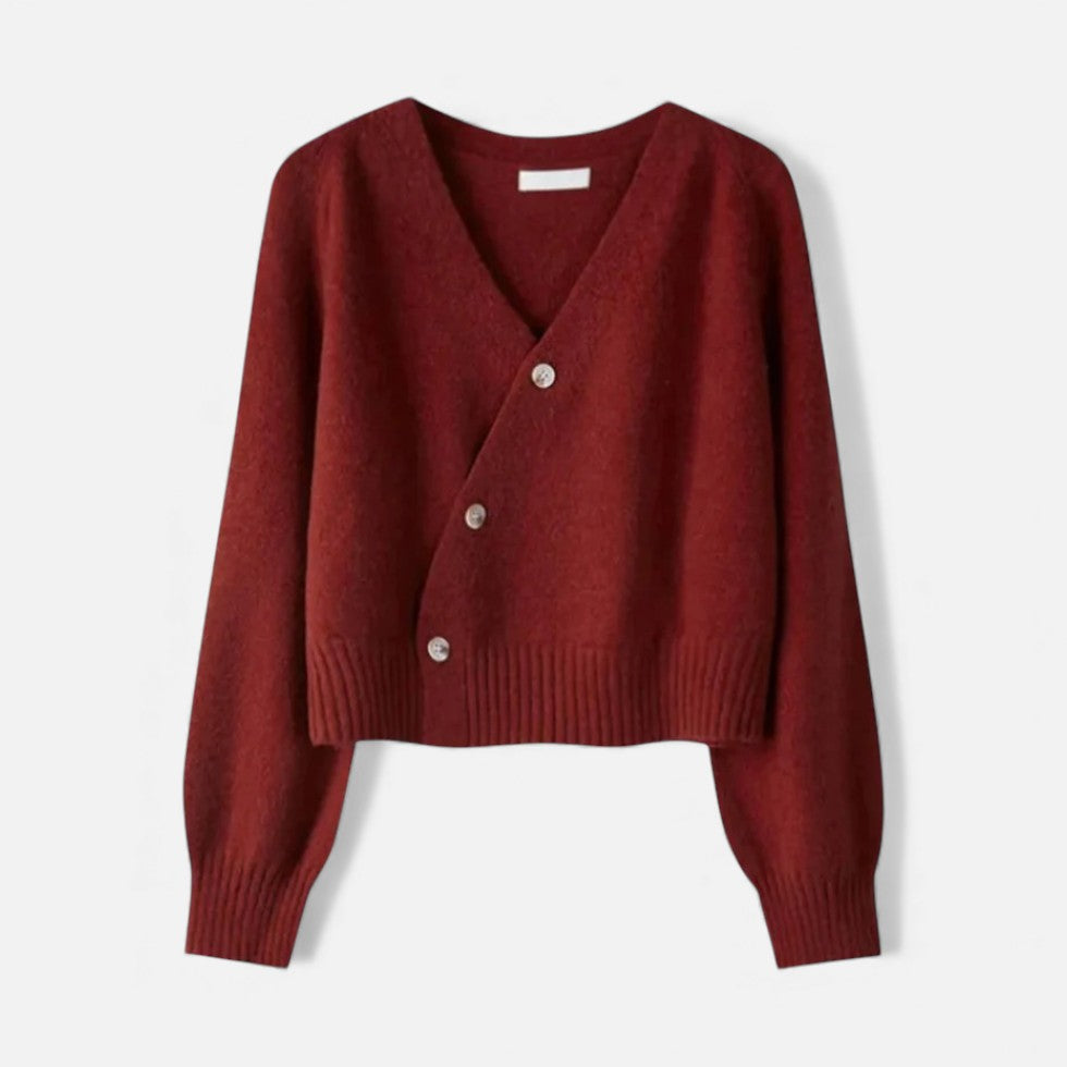 Damen Wollstrickjacke mit Knopfleiste