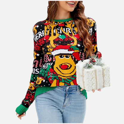 Weihnachtspullover Damen mit Fröhlichem Motiv
