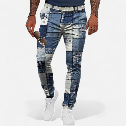 Patchwork Jeans Slim Fit für Herren