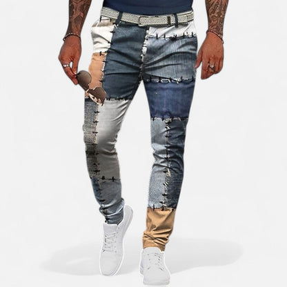Patchwork Jeans Slim Fit für Herren