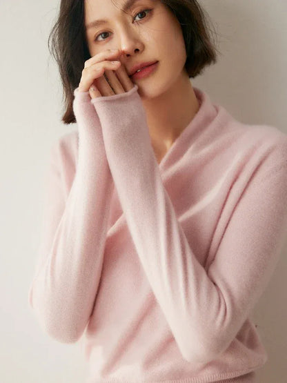 Kaschmir Wickelpullover mit V-Ausschnitt