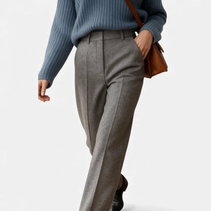 Damen Stoffhose mit Fischgrätenmuster