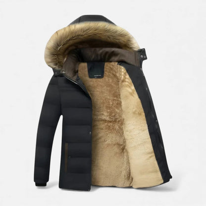 Gefütterte Parka Winterjacke mit Kapuze Herren