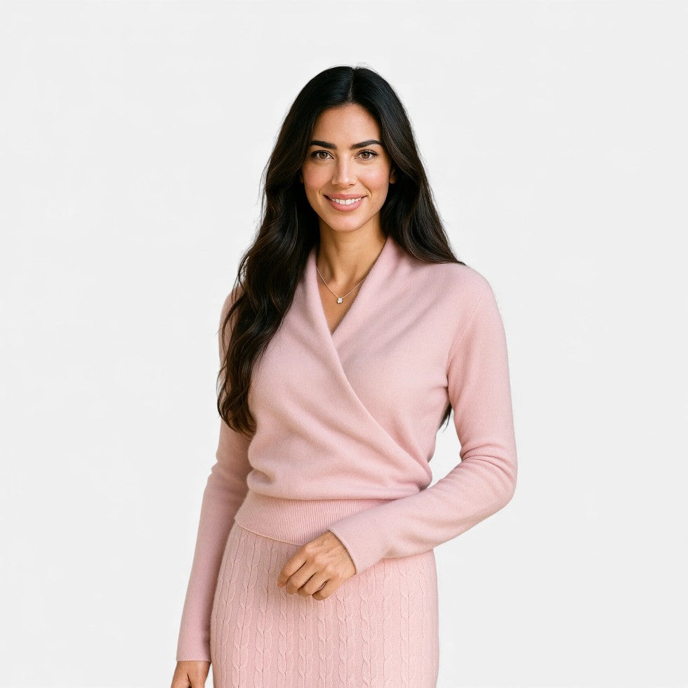 Damen Wickelpullover aus Kaschmir