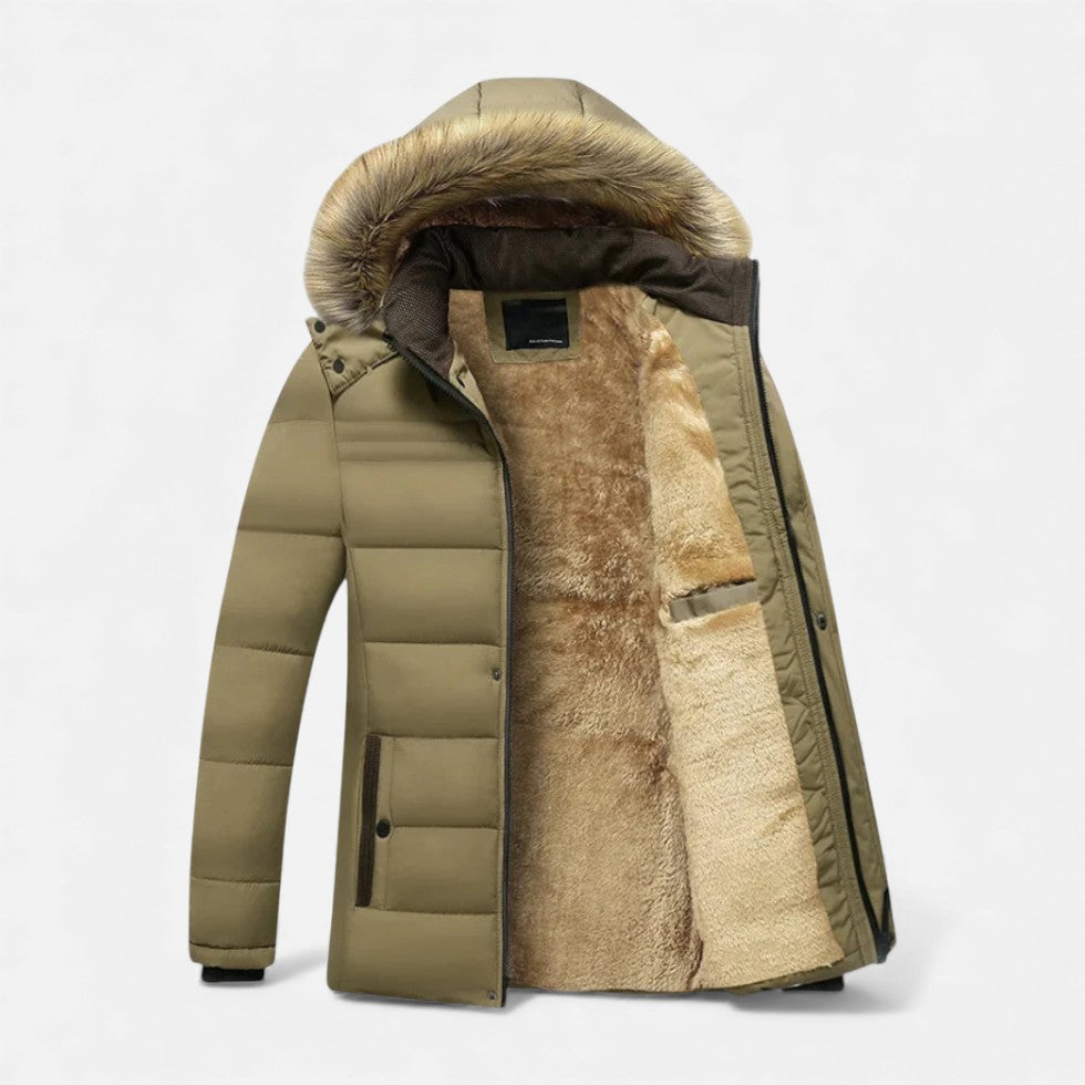 Gefütterte Parka Winterjacke mit Kapuze Herren