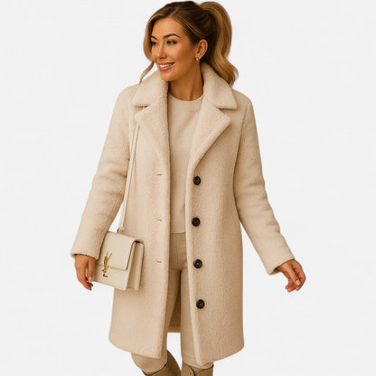 Langer Teddy Mantel Damen Kuscheliger Wintermantel