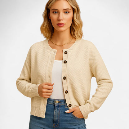 Damen Strickjacke mit Knöpfen Eleganter Cardigan