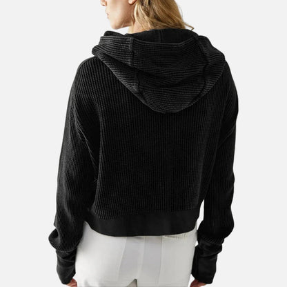 Damen Waffelstrick Kapuzenjacke
