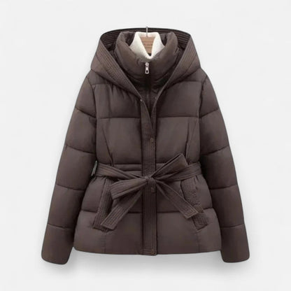 Damen Steppjacke mit Gürtel und Kapuze
