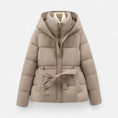 Damen Steppjacke mit Gürtel und Kapuze
