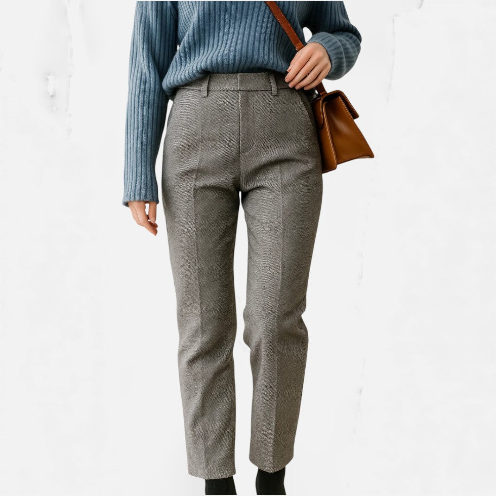 Damen Stoffhose mit Fischgrätenmuster