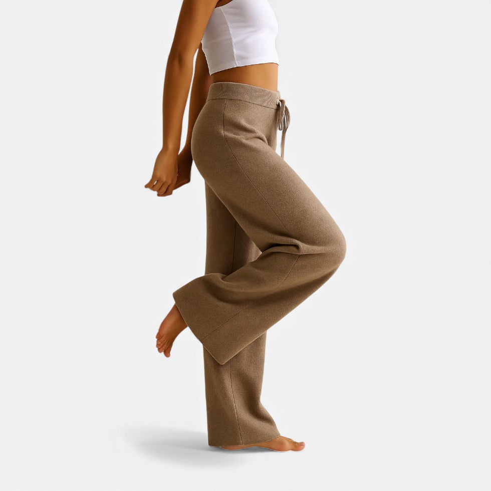 Damen Kaschmir Strickhose mit weitem Bein