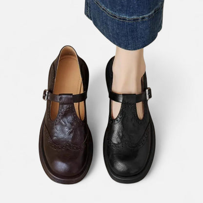 Damen Leder Slipper mit Schnalle