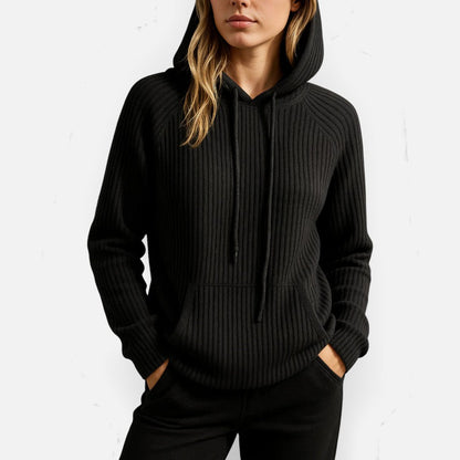 Damen Strick Hoodie mit weichem Rippmaterial