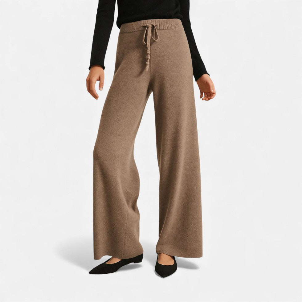 Damen Kaschmir Strickhose mit weitem Bein