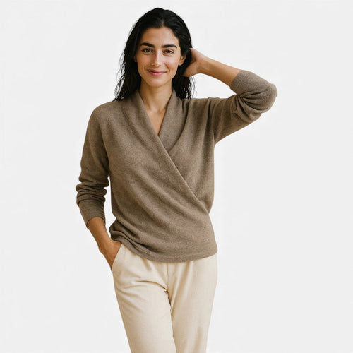 Damen Wickelpullover aus weichem Strick