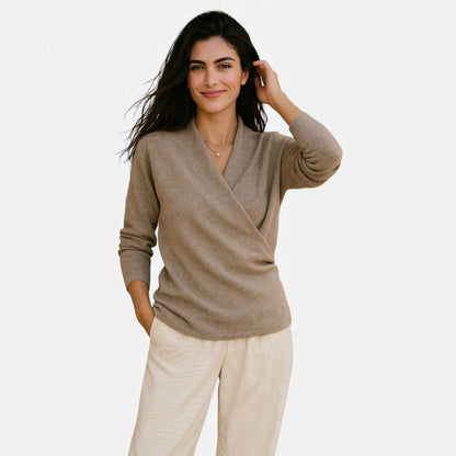 Damen Wickelpullover aus weichem Strick