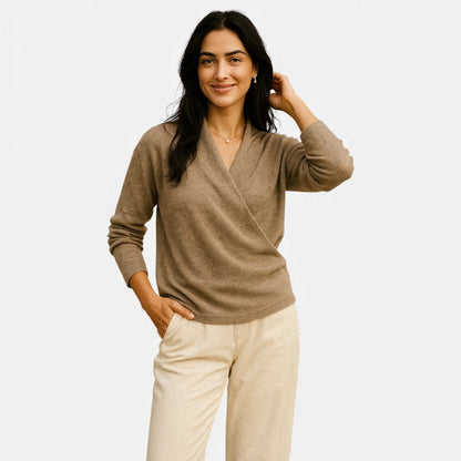 Damen Wickelpullover aus weichem Strick