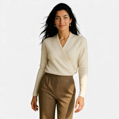 Damen Wickelpullover aus weichem Strick