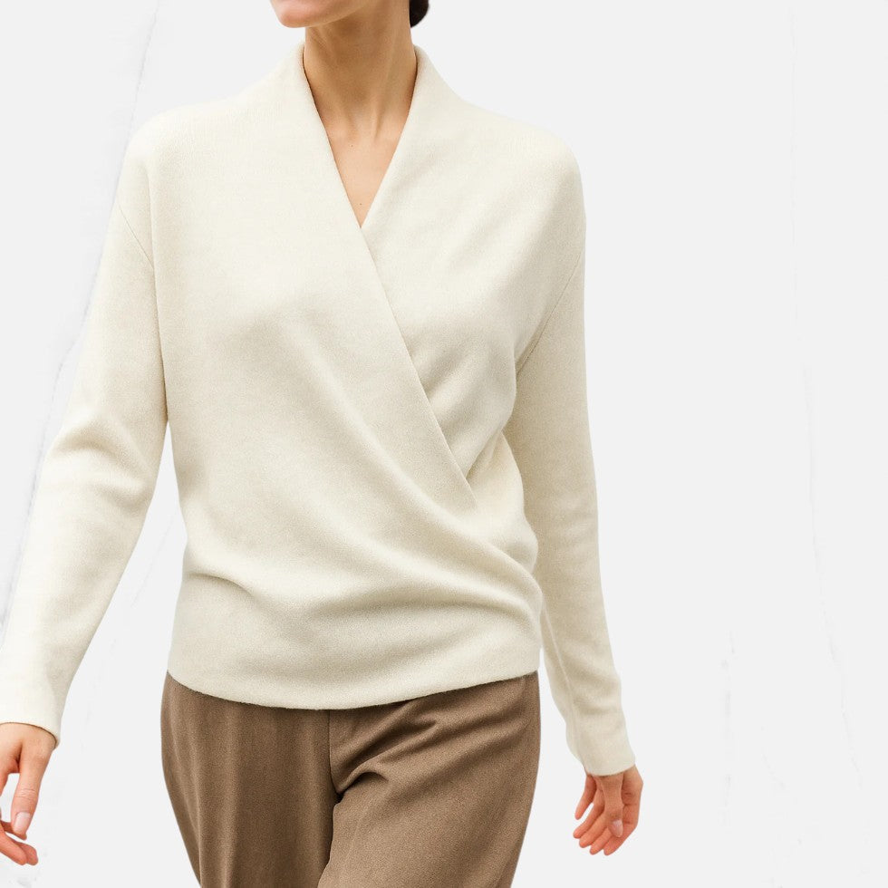 Damen Wickelpullover aus weichem Strick