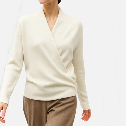 Damen Wickelpullover aus weichem Strick