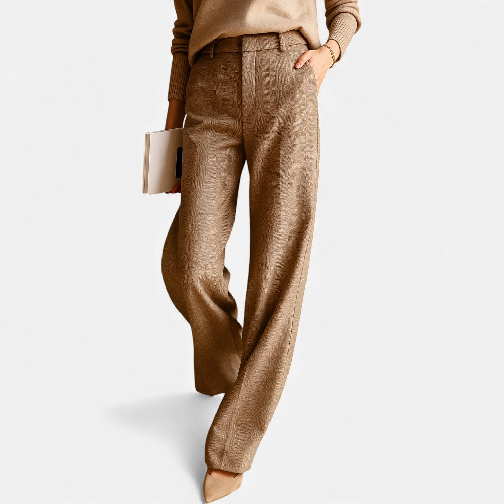 Damen Stoffhose mit Fischgrätenmuster