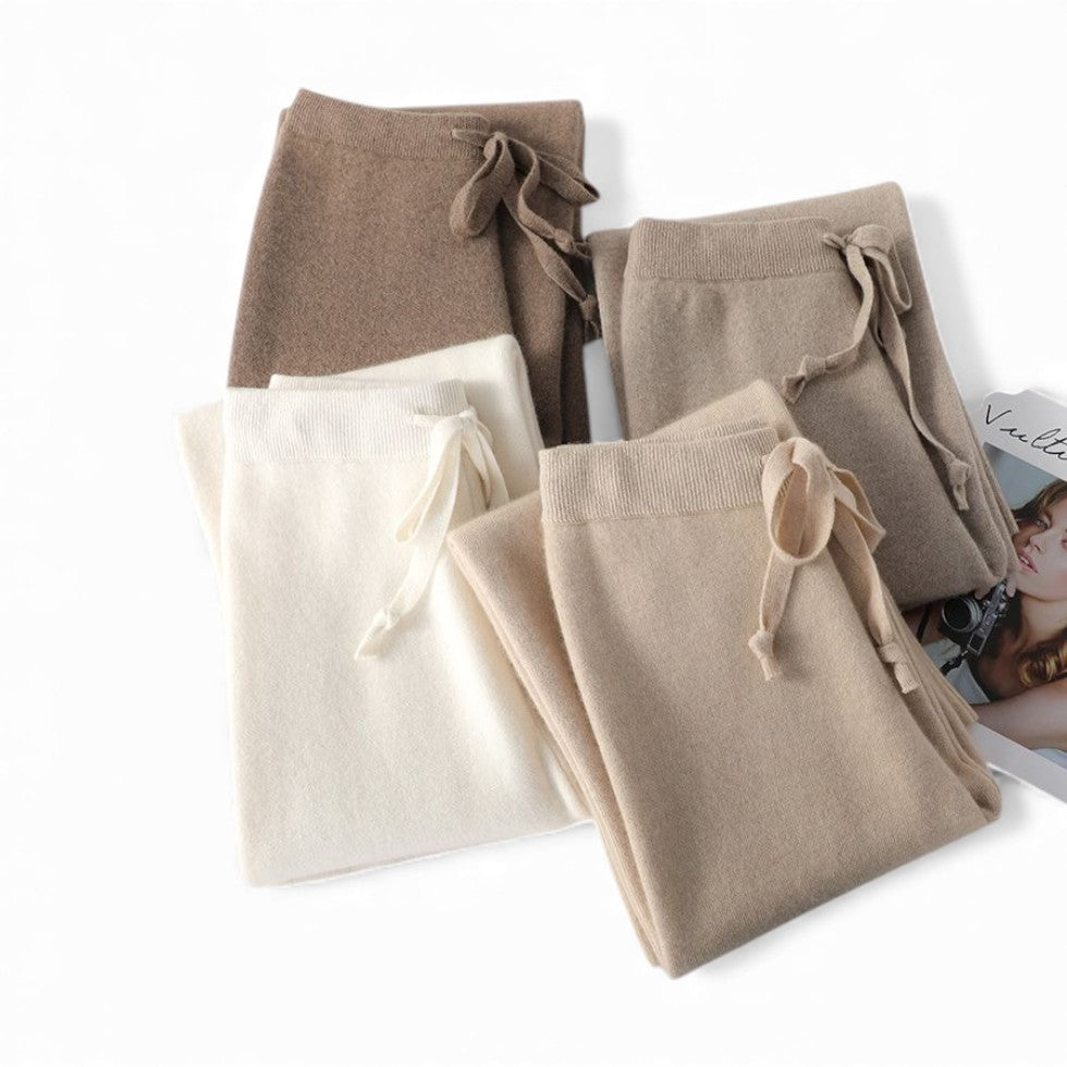 Damen Kaschmir Strickhose mit weitem Bein