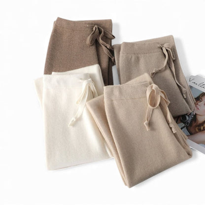 Damen Kaschmir Strickhose mit weitem Bein