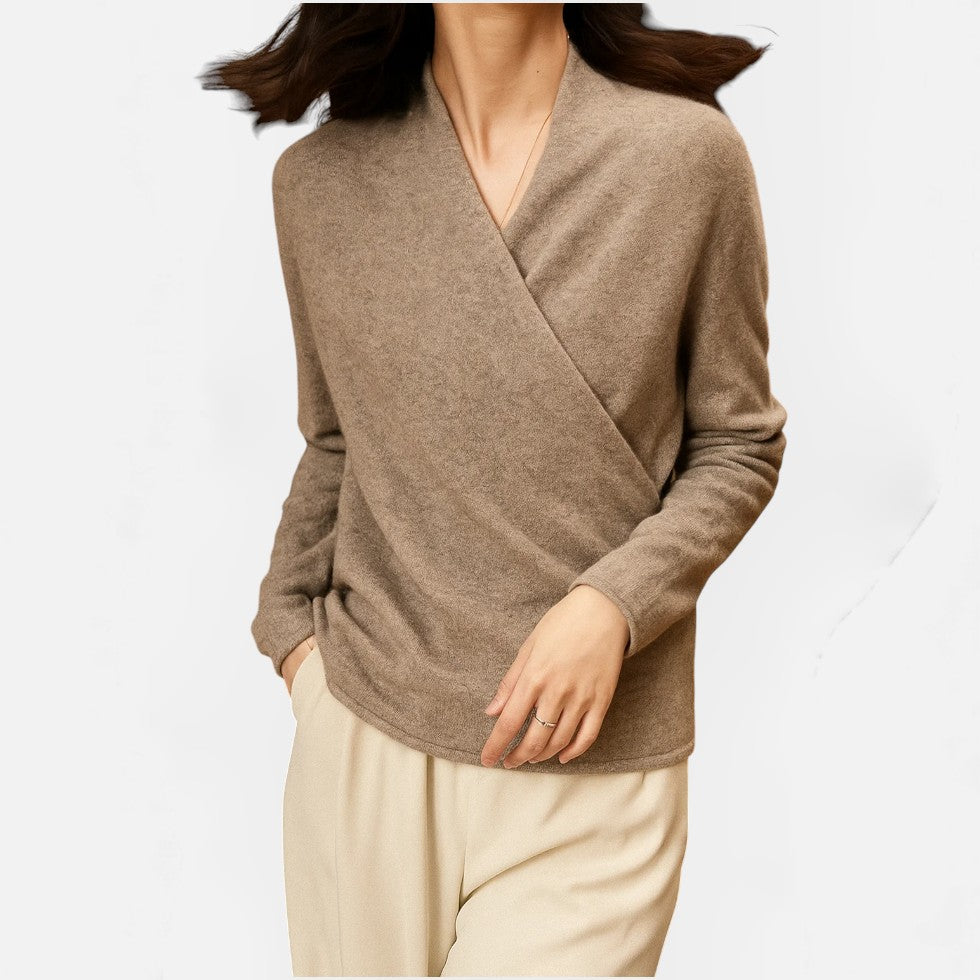 Damen Wickelpullover aus weichem Strick