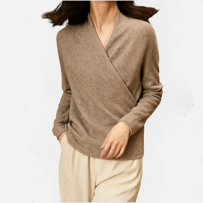 Damen Wickelpullover aus weichem Strick