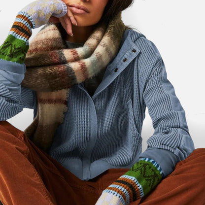 Damen Waffelstrick Kapuzenjacke