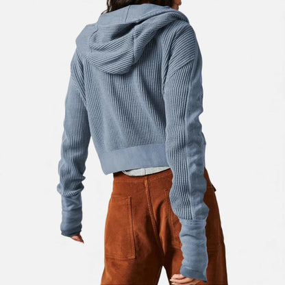 Damen Waffelstrick Kapuzenjacke