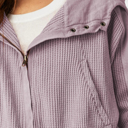 Damen Waffelstrick Kapuzenjacke