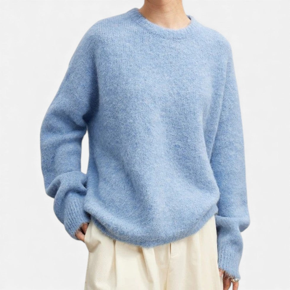 Damen Kaschmir Strickpullover mit weicher Flauschstruktur