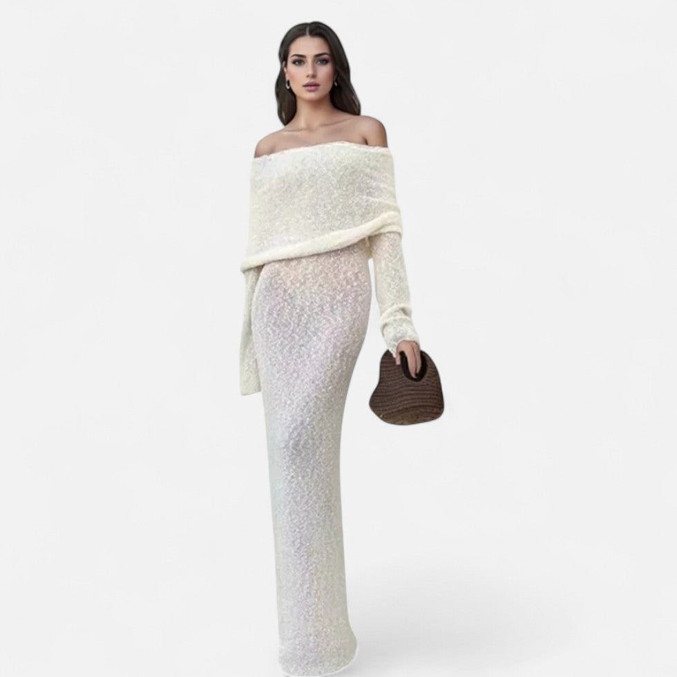 Schulterfreies elegantes Maxikleid für Damen