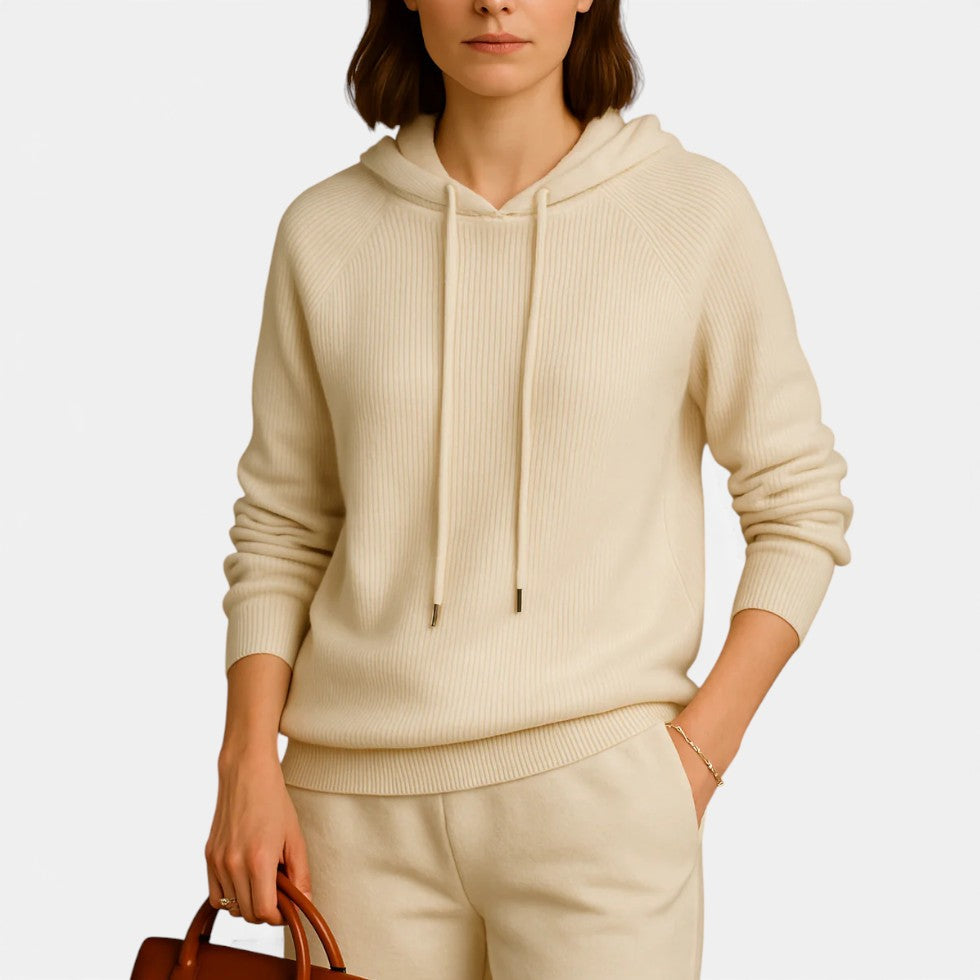 Damen Strick Hoodie mit weichem Rippmaterial