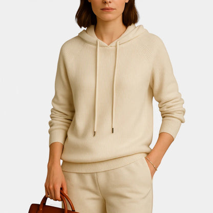 Damen Strick Hoodie mit weichem Rippmaterial