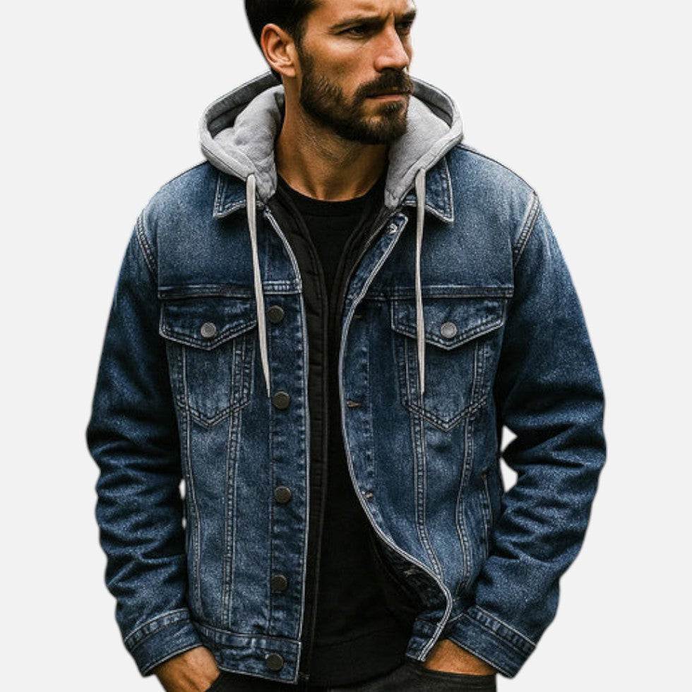 Jeansjacke mit Kapuze und herausnehmbarer Weste
