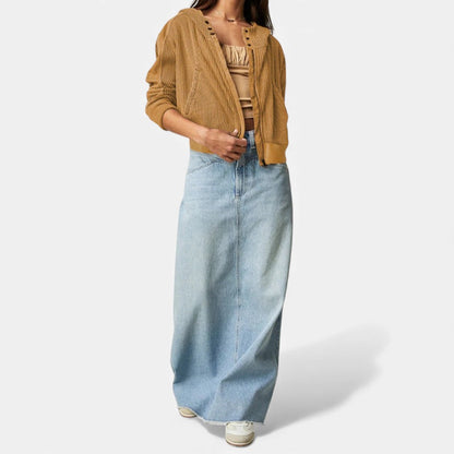 Damen Waffelstrick Kapuzenjacke