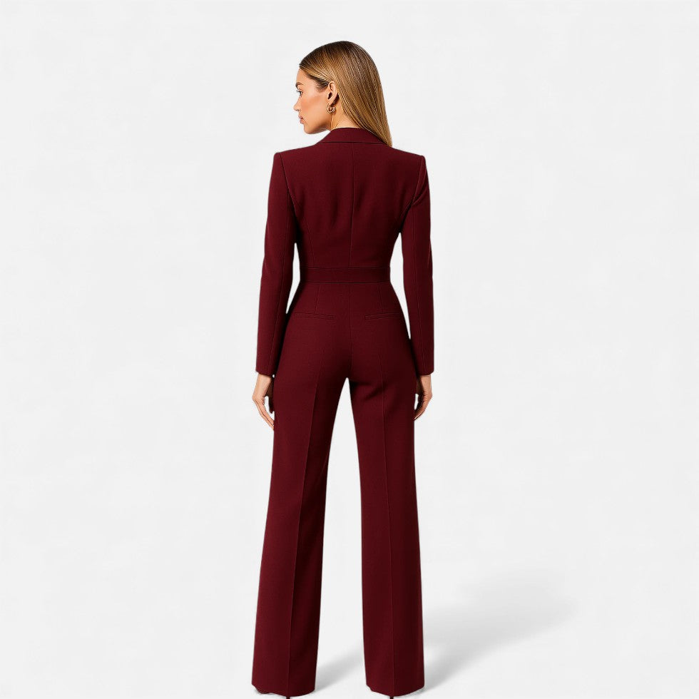 Eleganter Damen Jumpsuit mit Anzugkragen