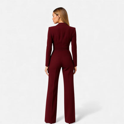 Eleganter Damen Jumpsuit mit Anzugkragen