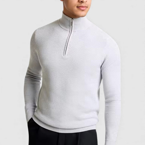 Herren Kaschmir Strickpullover mit Halbreißverschluss