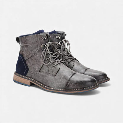 Schnürstiefeletten für Herren mit Strukturleder