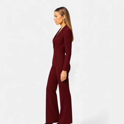 Eleganter Damen Jumpsuit mit Anzugkragen