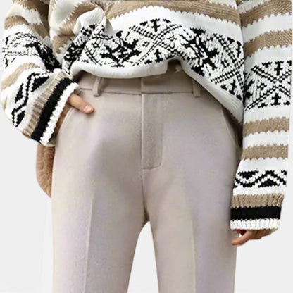 Damen Stoffhose mit Fischgrätenmuster